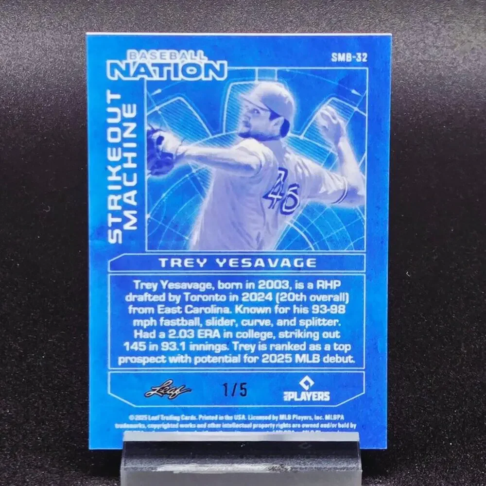 2025 Trey Yesavage 1/5 Strikeout Machine Green Refractor RC Jays Top Prospect